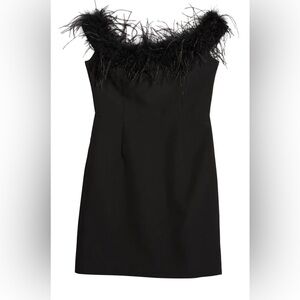 Milly Minis Black Dress with Feather Trim